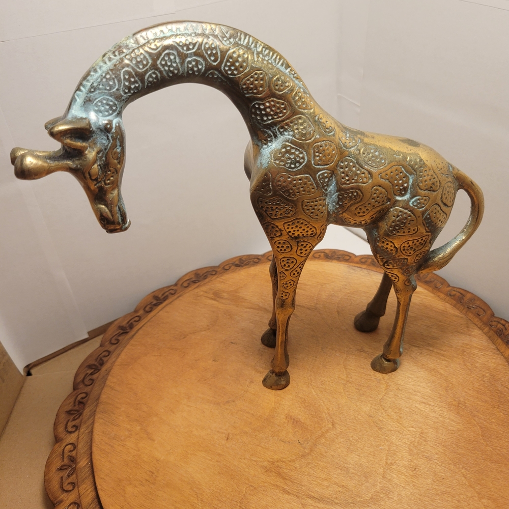 Vtg Brass Giraffe Sculpture